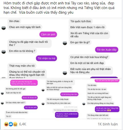 Cười ngất với câu chuyện cô gái Việt được chàng Tây nhắn tin làm quen thông qua 'chị Google dịch' - Ảnh 1