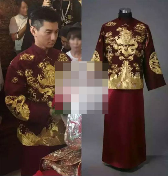 Trong lễ rước dâu, cả Ngô Kỳ Long và Lưu Thi Thi đều mặc trang phục truyền thống long phượng bào vô cùng tinh tế