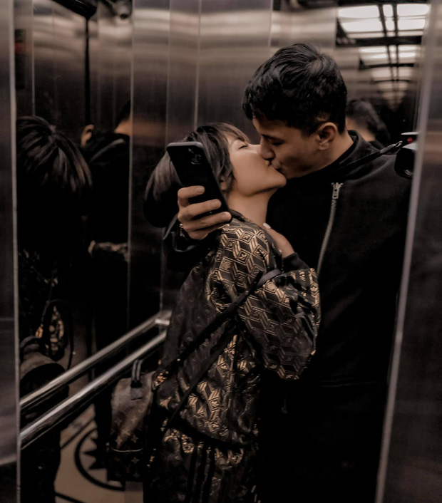 Hậu công khai, Huỳnh Anh táo bạo đăng ảnh khóa môi bạn gái trong thang máy - Ảnh 1