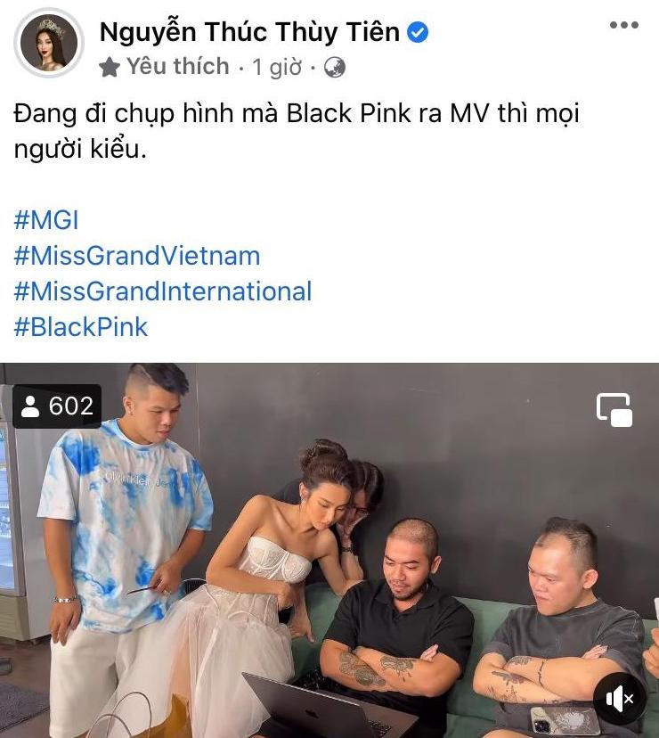 Hoa hậu Thùy Tiên hóa fan girl hào hứng theo dõi MV ca nhạc trở lại của BlackPink.