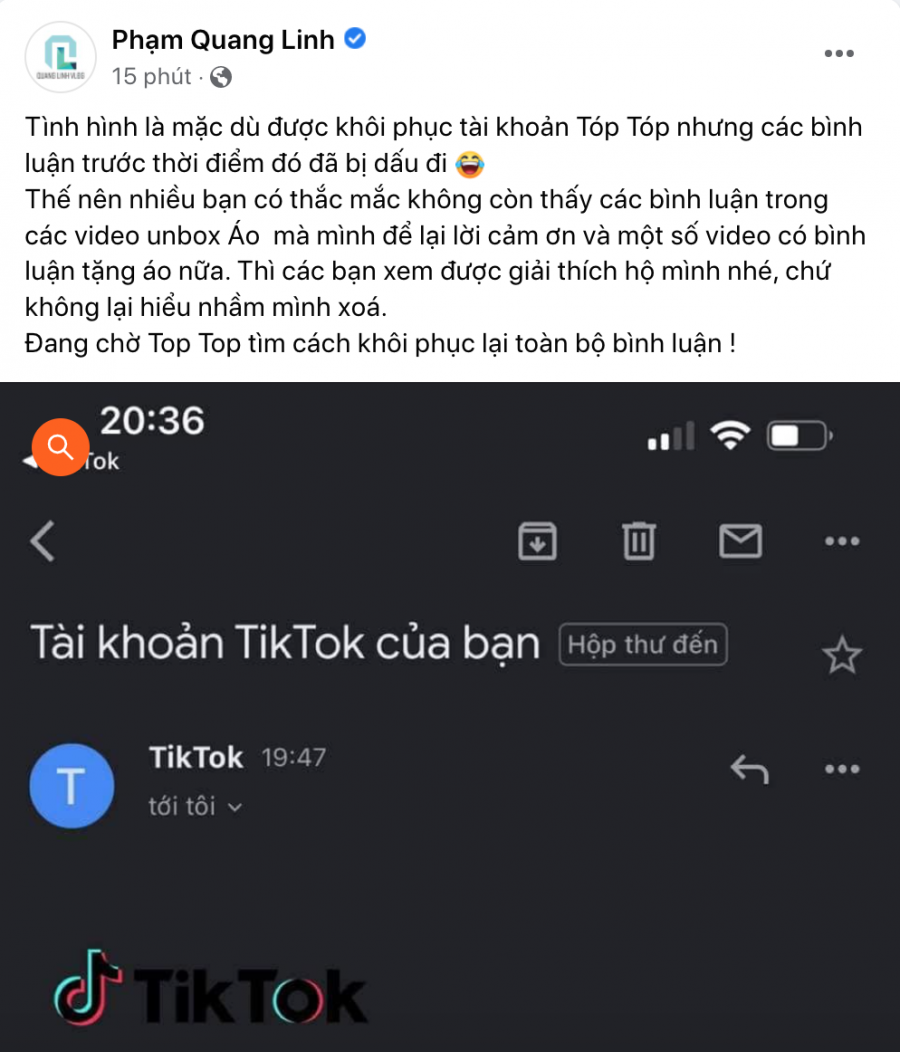 Quang Linh Vlogs thanh minh không xoá comment TikTok, fan chú ý điểm này - Ảnh 1