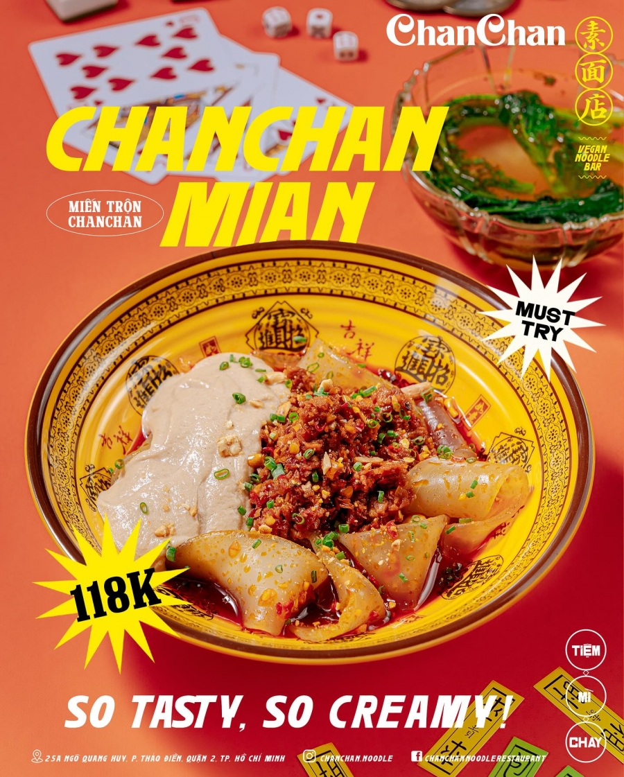 Món miến trộn giá 118k của ChanChan Noodles với cách bày trí bắt mắt. hấp dẫn
