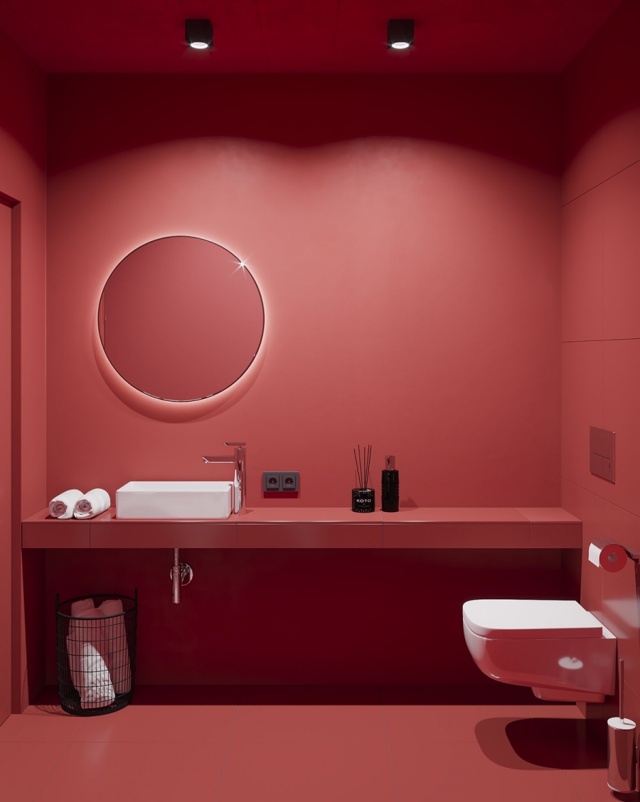 Vì vậy, nếu phải cẩn trọng với một gam màu chủ đạo cho phòng tắm thì chắc chắn màu đỏ sẽ đứng đầu danh sách vì “Thủy khắc Hỏa”.