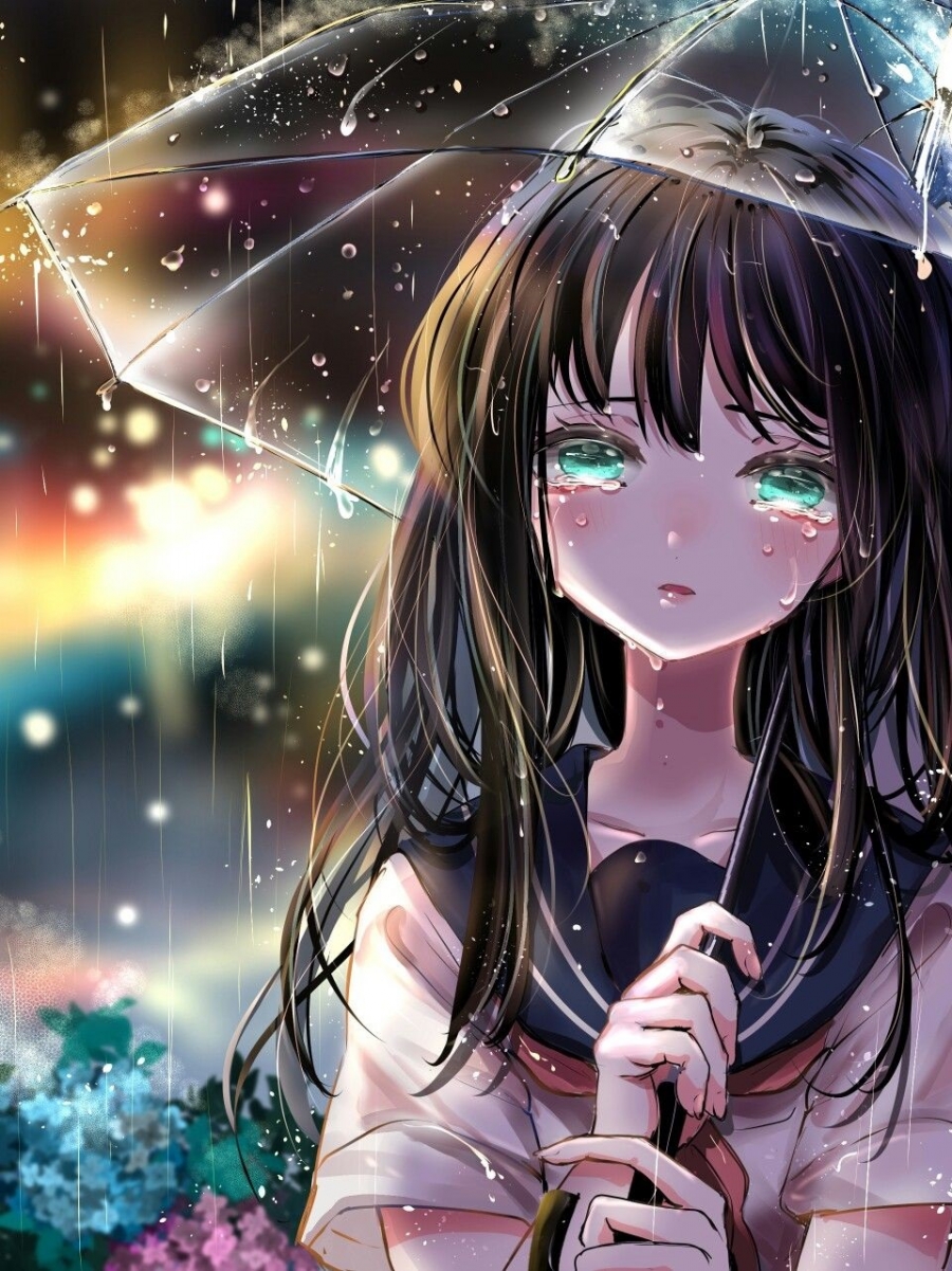 Cô gái bật khóc trong màn mưa (Nguồn: Pinterest).