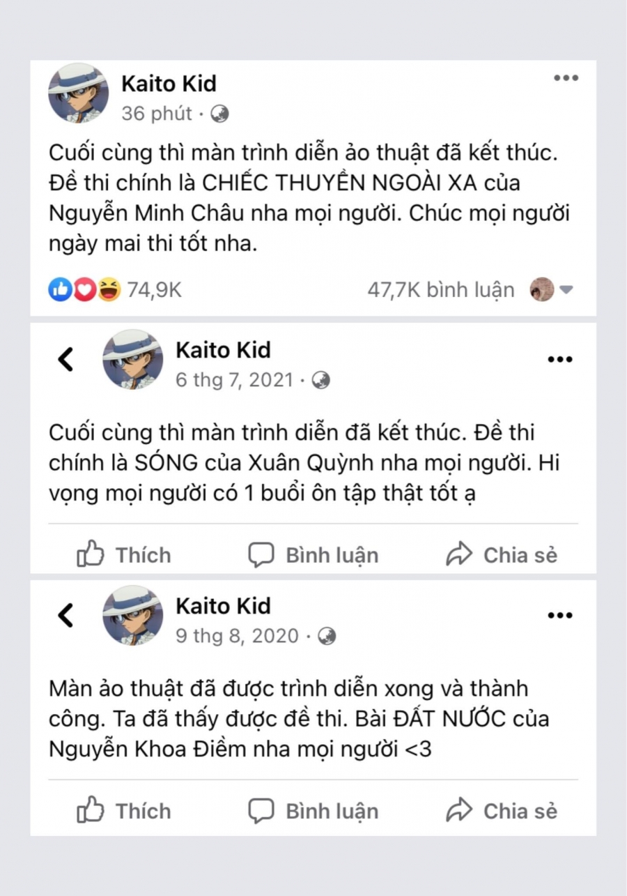 Kaito Kid lên tiếng về chuyện 3 năm đoán trúng đề Ngữ Văn THPT Quốc gia - Ảnh 1