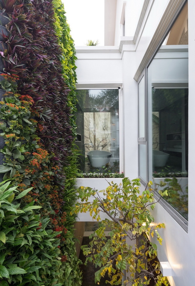 'Khu vườn trên tường' kéo dài từ tầng trệt cho đến tầng áp mái của ngôi nhà tạo nên một mảng xanh đắt giá!