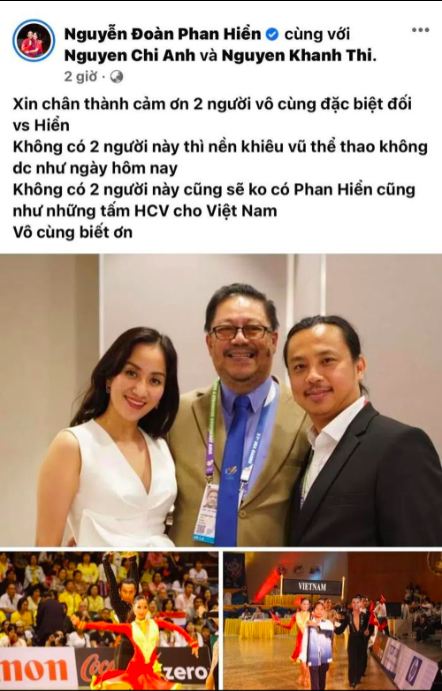 Phan Hiển cảm ơn Chí Anh và Khánh Thi đã huấn luyện anh suốt thời gian qua.