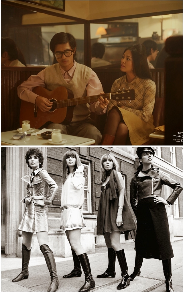 Phong cách ăn mặc của Khánh Ly đặc biệt 'bắt trend' quốc tế những năm 60 với váy mini chữ A và boots cao cổ.