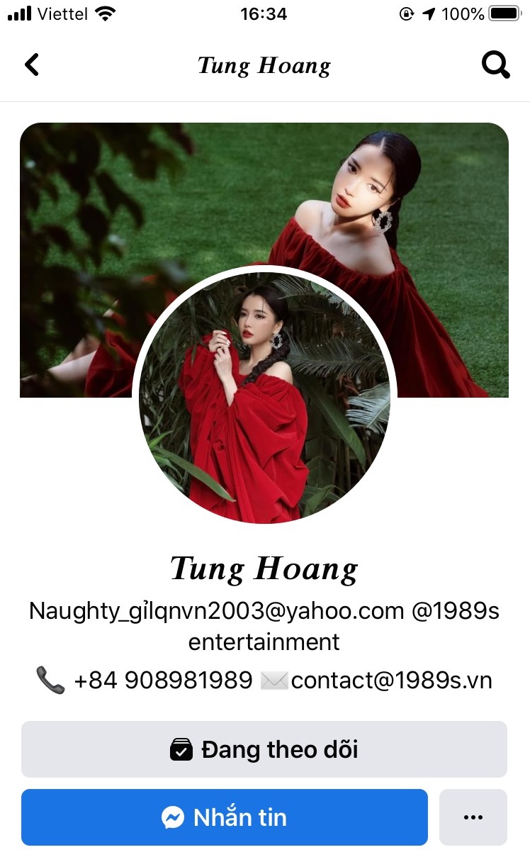 Trang facebook cá nhân của Bích Phương bất ngờ đổi tên thành Tung Hoang.