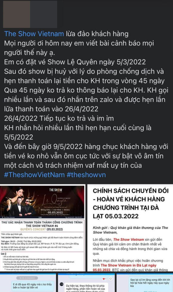 Hàng loạt khán giả, đơn vị hợp tác với The Show Vietnam lần lượt lên tiếng tố cáo chương trình này.