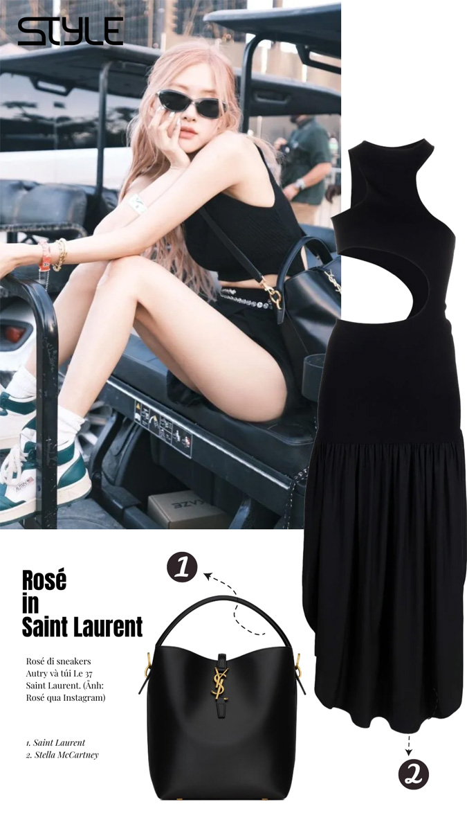 Rosé mặc trang phục Saint Laurent