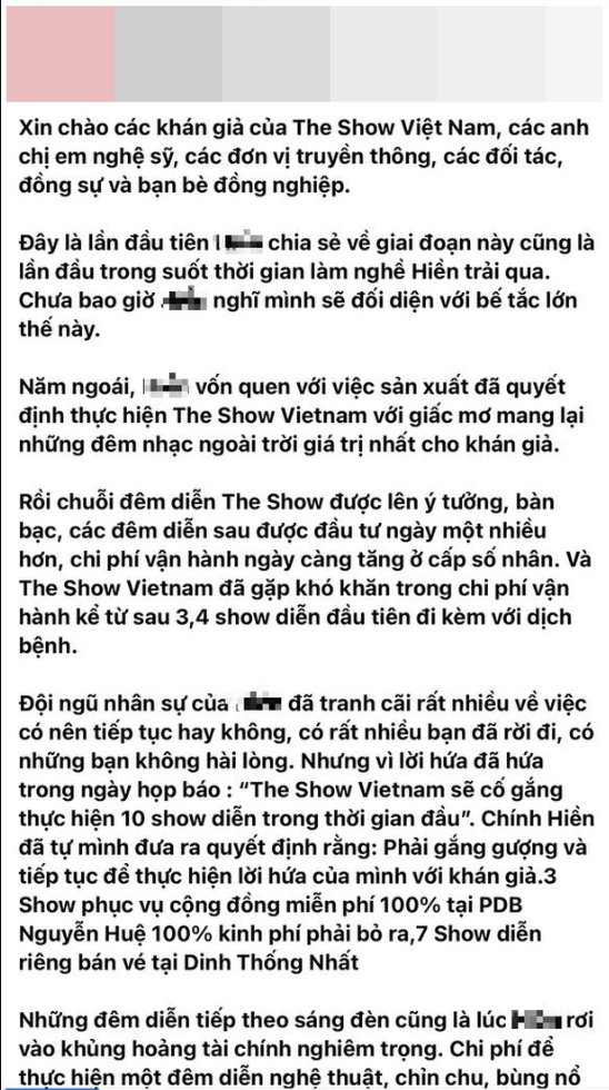 Đại diện The Show Vietnam đã chính thức lên tiếng xin lỗi trên trang cá nhân.