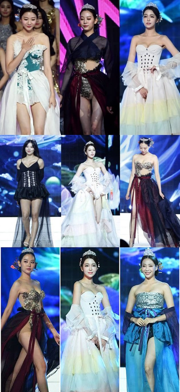 Cuộc thi Hoa hậu Hàn Quốc gây bất ngờ với phần trình diễn dạ hội, nhiều cô gái cách tân hanbok trở nên quyến rũ hơn.