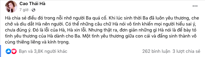 Cao Thái Hà lên tiếng về đoạn clip 'muốn kết duyên vợ chồng với ba ruột'.