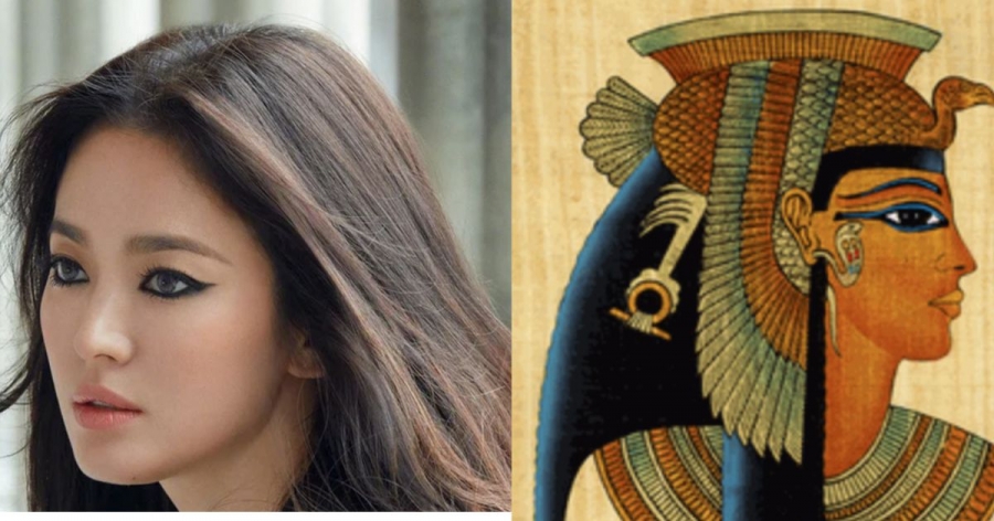 Đối chiếu với những hình ảnh tái hiện vẻ đẹp của Nữ Hoàng Ai Cập, có thể thấy điểm tương đồng với cách trang điểm mắt của nữ chính 'Now We Are Breaking Up'.