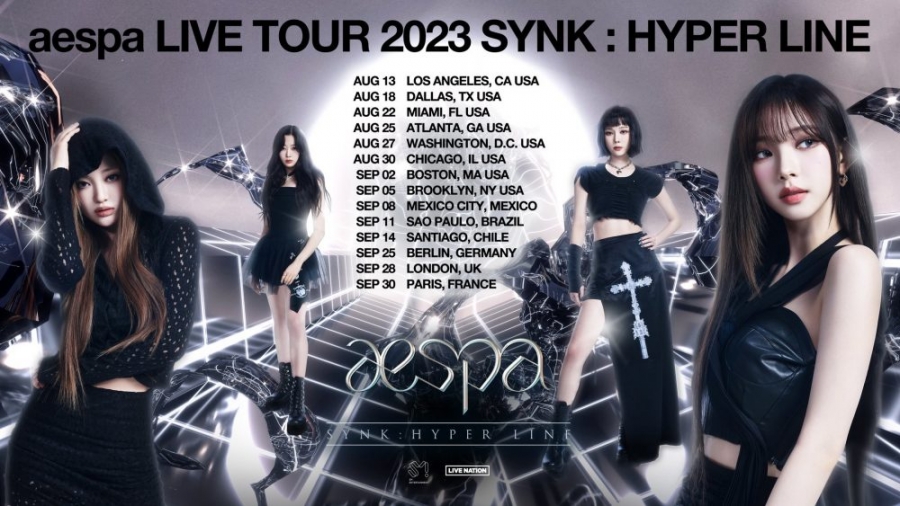Lịch trình tour lưu diễn SYNK: HYPER LINE của aespa. Ảnh: aespa official