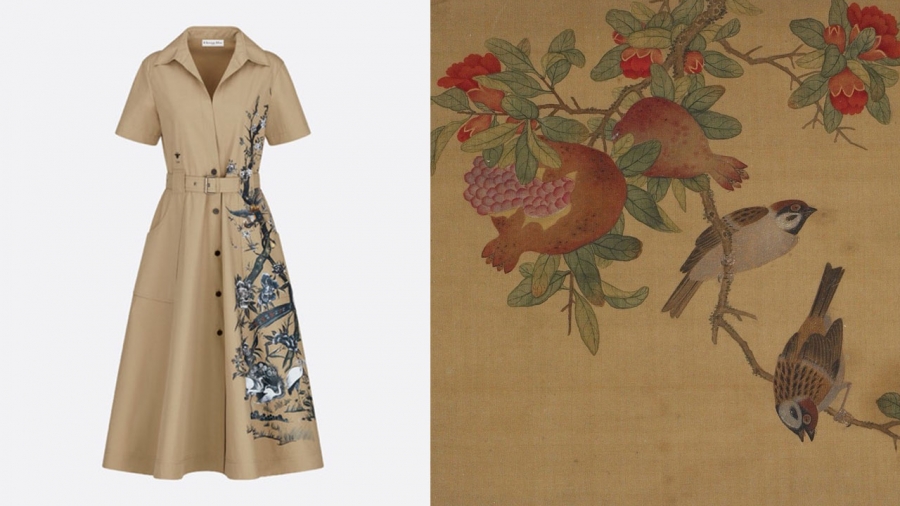 Mẫu váy mới nhất nằm trong BST Thu của Dior đang bị tố là đạo nhái phong cách hội họa của người Trung Quốc.