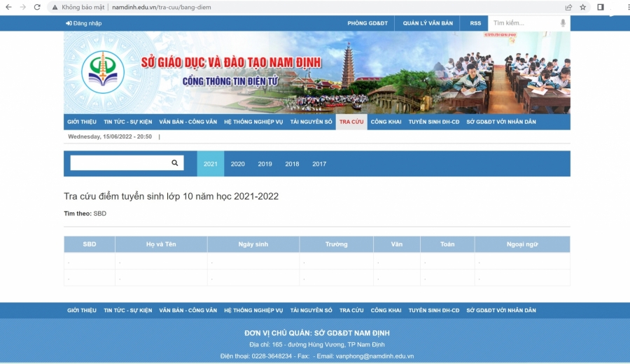 Tra cứu điểm thi tuyển sinh lớp 10 năm 2022 Nam Định online.