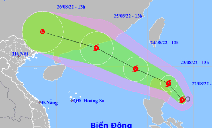 Vị trí và dự báo đường đi của bão Ma-on - Nguồn: Trung tâm Khí tượng thủy văn quốc gia