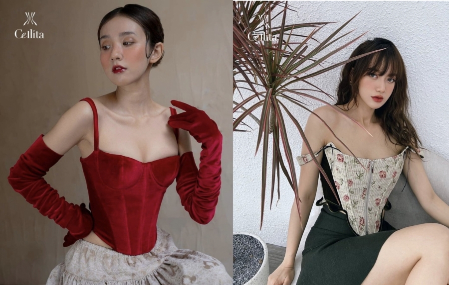 Cellita, thương hiệu thời trang Việt hướng đến hình ảnh cổ điển và sang trọng. Chính vì vậy, những thiết kế corset của thương hiệu thường mang âm hưởng nữ tính với chất liệu lụa hoặc ren mềm mại, phom dáng cúp ngực quyến rũ và nữ tính (Ảnh: Cellita).