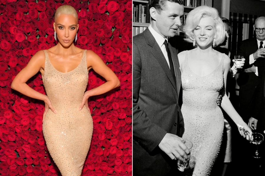 Trước đó, cô Kim 'siêu vòng 3' đã diện chiếc váy huyền thoại mà Marilyn Monroe mặc hát mừng sinh nhật tổng thống John F.Kennedy vào năm 1962 tại Met Gala 2022.
