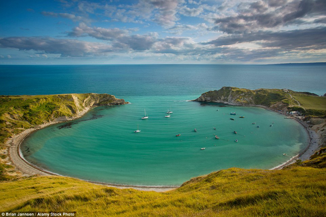 Vịnh Lulworth Cove ở Dorset, Anh.