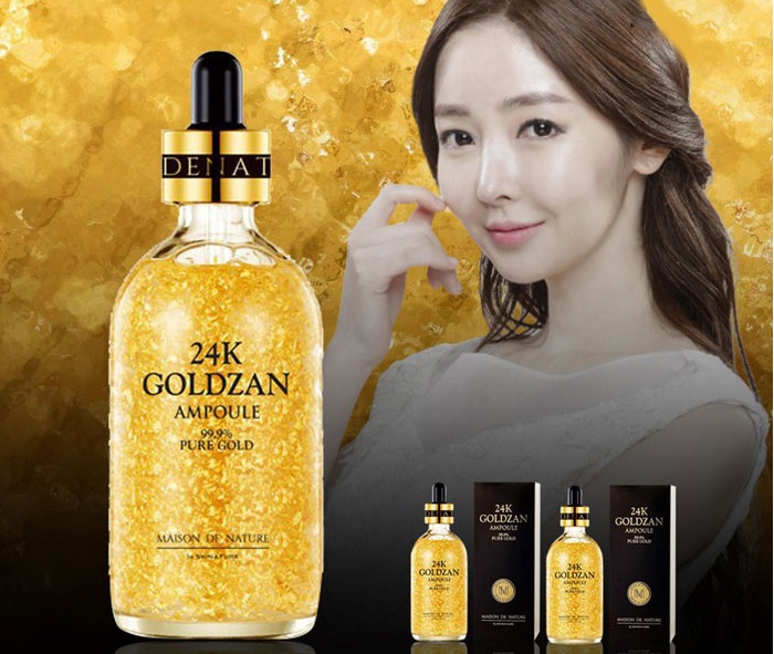 Serum vàng 24k Goldzan Ampoule giúp chăm sóc da chắc khỏe, mịn màng và trắng sáng.