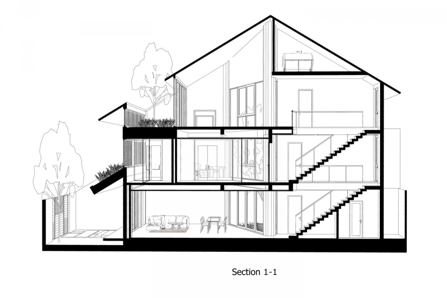 Sơ đồ thiết kế công trình RIN’s House do nhóm thiết kế cung cấp.
