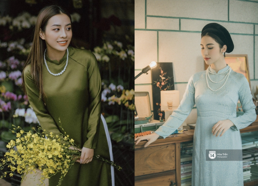 Bên cạnh trang phục GenZ trẻ trung thì Gia Hân cũng rất yêu thích áo dài Việt Nam, cô nàng từng diện kiểu áo truyền thống cùng chuỗi ngọc trai tương tự như hình ảnh của Hoà Minzy.