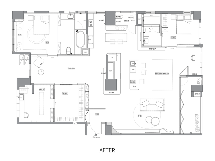 Sơ đồ thiết kế căn hộ trước và sau cải tạo do NTK nội thất cung cấp.