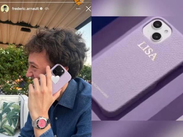 Frédéric dùng ốp lưng điện thoại có tên Lisa, tuy nhiên, anh dùng sticker dán đè lên phần tên của bạn gái tin đồn