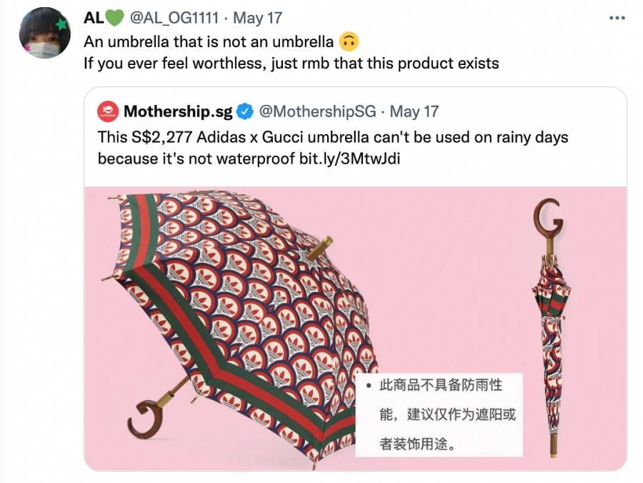 Cư dân mạng Trung Quốc bày tỏ sự phẫn nộ với mẫu ô mới của Gucci và còn liên tục 'khủng bố' trang MXH của nhà mốt Ý.