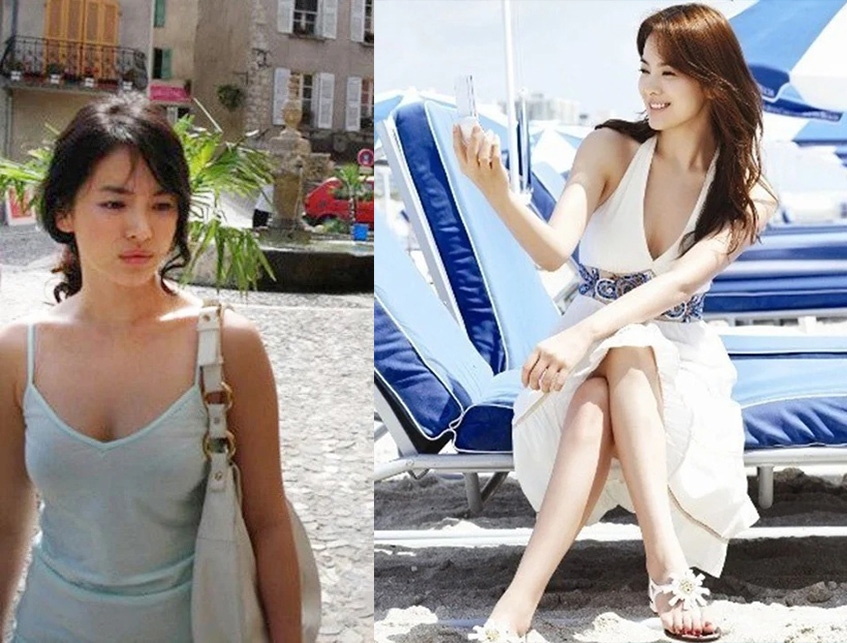 Dù là xuất hiện trên phố hay trên họa báo, chúng ta từng có một Song Hye Kyo gợi cảm hết nấc như thế. Nữ diễn viên thích diện đồ cúp ngực hay cổ sâu để lấp ló vòng 1 căng tràn. 
