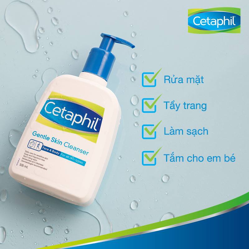 Sữa rửa mặt Cetaphil có công dụng tốt trong việc loại bỏ bụi bẩn, cung cấp độ ẩm cho da, không bị khô và kích ứng da.
