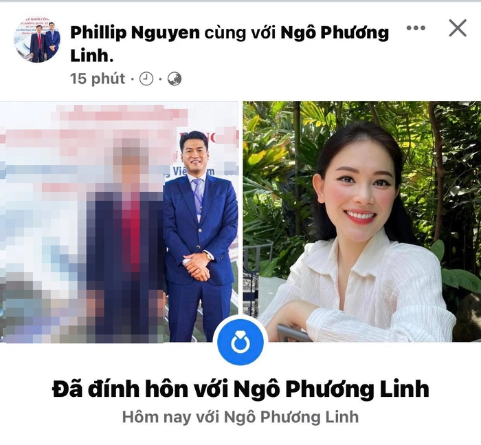 Phillip Nguyễn đã bật chế độ đã đính hôn với hot girl Ngô Phương Linh trên trang cá nhân như là  cách 'đánh dấu chủ quyền' với bạn gái