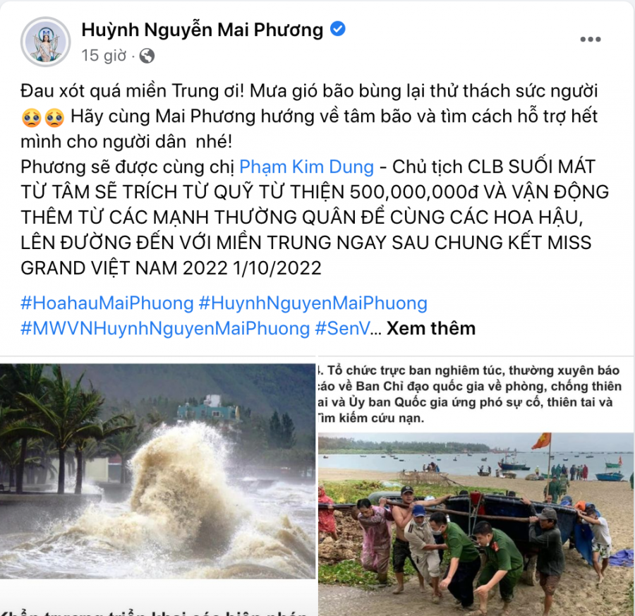 ... Huỳnh Nguyễn Mai Phương... cũng ủng hộ thông qua CLB Suối Mát Từ Tâm.