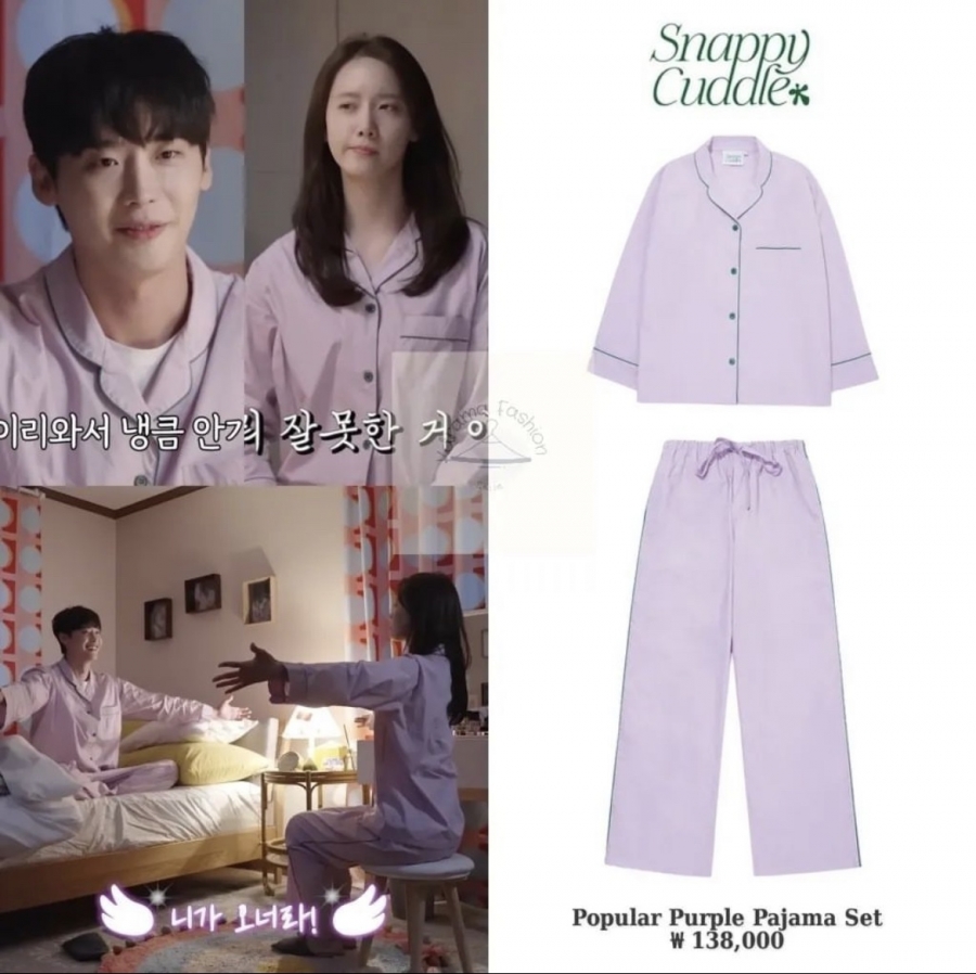 Cặp đôi nam nữ chính Lee Jong Suk - Yoona không thiếu những khoảnh khắc tình bể bình khiến netizen phát sốt. Ngay từ những tập đầu của bộ phim, cả 2 đã gây ấn tượng bởi những bộ pyjama đôi đơn giản nhưng vô cùng đáng yêu. Bộ ngủ màu tím này của cả hai có giá khoảng 138.000won (~2,3 triệu đồng).