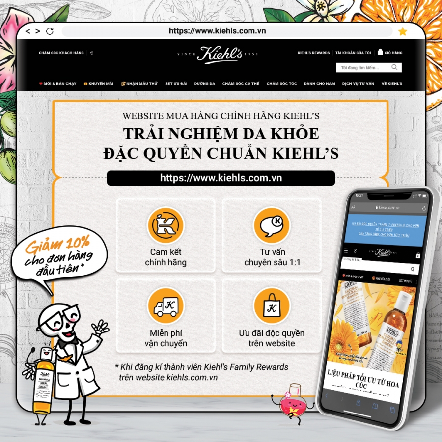 Kiehl's ra mắt cửa hàng trực tuyến đầu tiên tại Việt Nam: Vẹn trải nghiệm da khỏe.