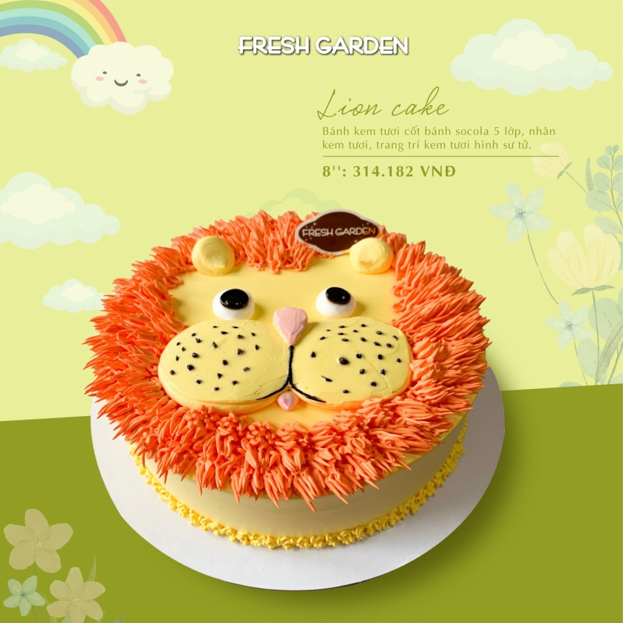 Mẫu bánh sinh nhật hình con sư tử dành cho bé trai(Nguồn ảnh: Fresh Gaden).