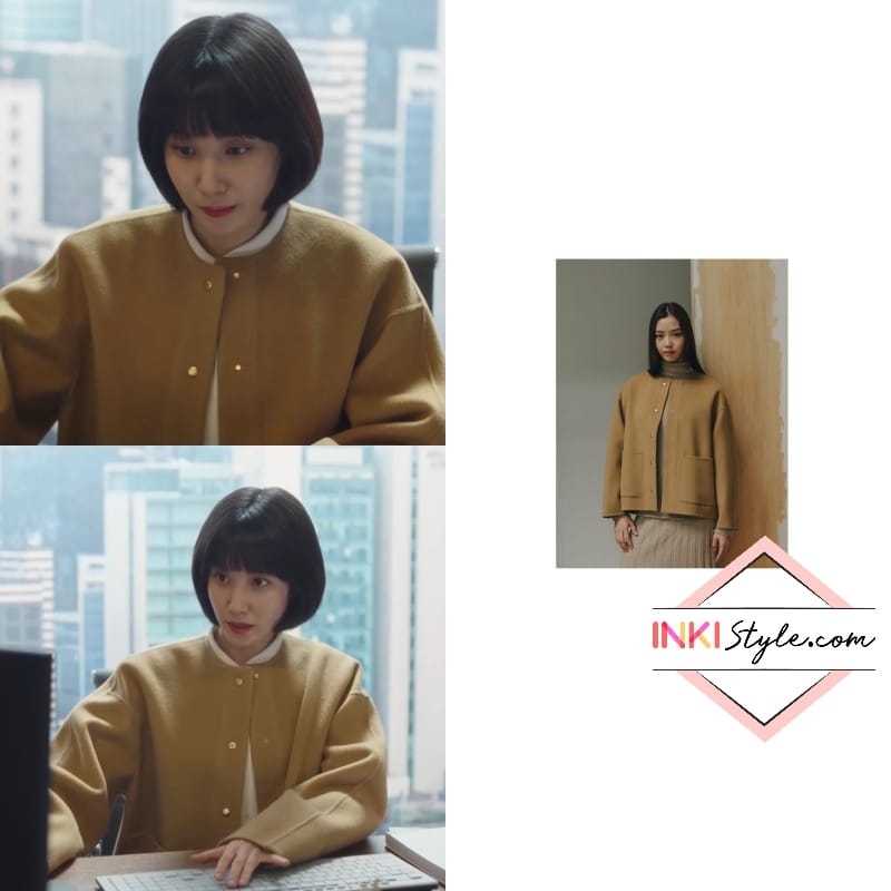 Để những set đồ này không làm cho vẻ ngoài Young Woo cộng thêm tuổi, cô nàng tiết chế hoàn toàn phụ kiện. Cô chọn chiếc áo khoác basic, có 2 túi lớn từ thương hiệu REPLAIN.