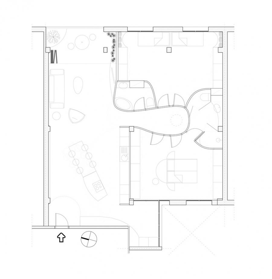 Sơ đồ thiết kế căn hộ 130m² trước và sau khi cải tạo do NTK nội thất cung cấp.