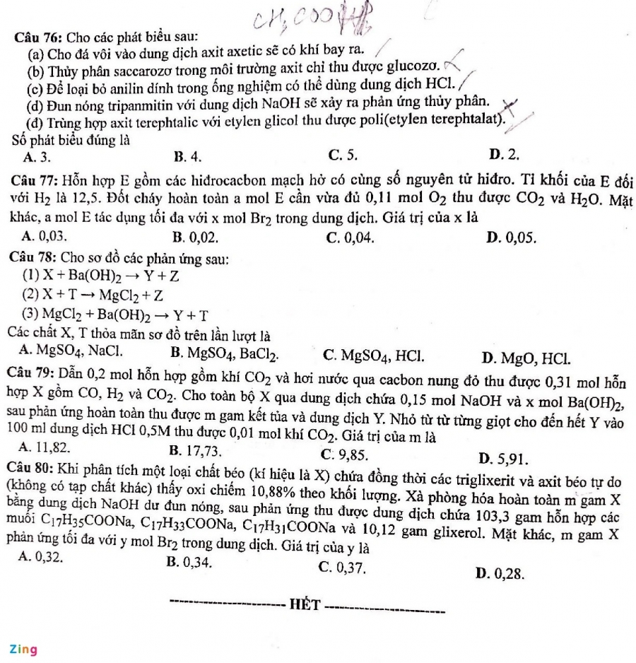 Đáp án đề thi môn Hóa học mã đề 224 kỳ thi tốt nghiệp THPT 2022 - Ảnh 4