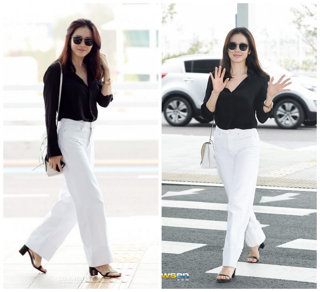 Áo sơmi và quần ống rộng là cặp đôi hoàn hảo trong phong cách thời trang của Son Ye Jin