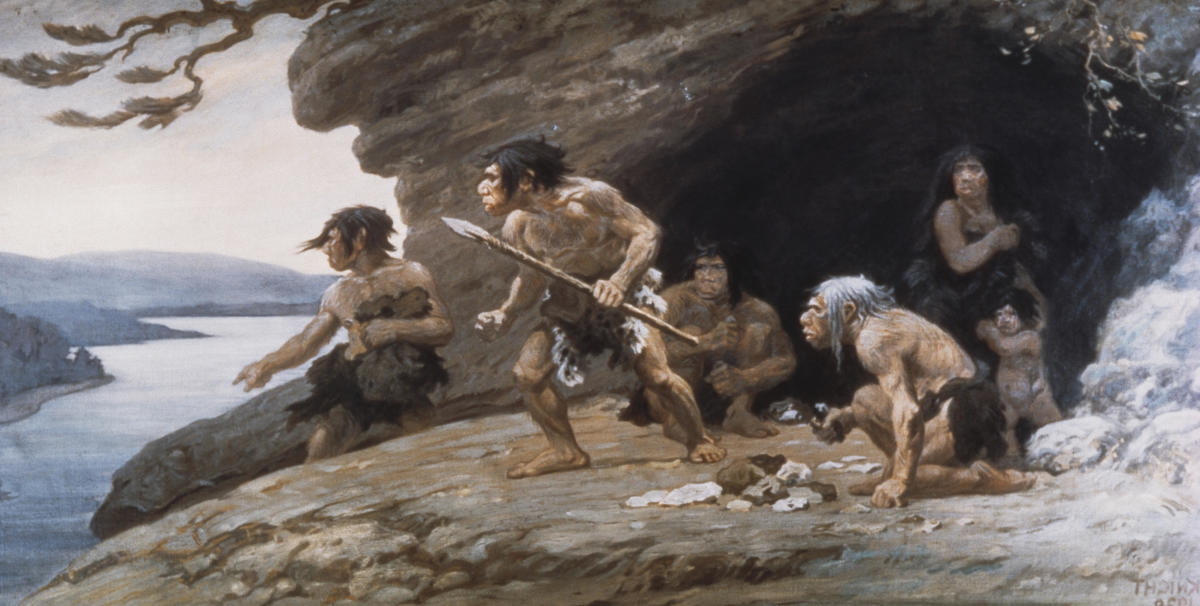 Tranh về người Neanderthal.