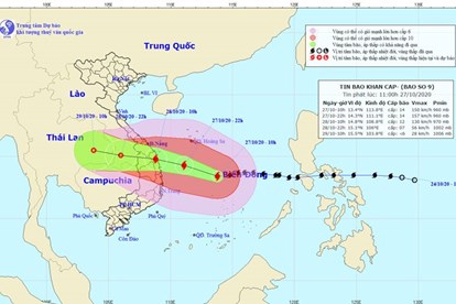 Bão số 9 suy yếu thành áp thấp, gây ngập lụt ở Quảng Ngãi và Quảng Nam