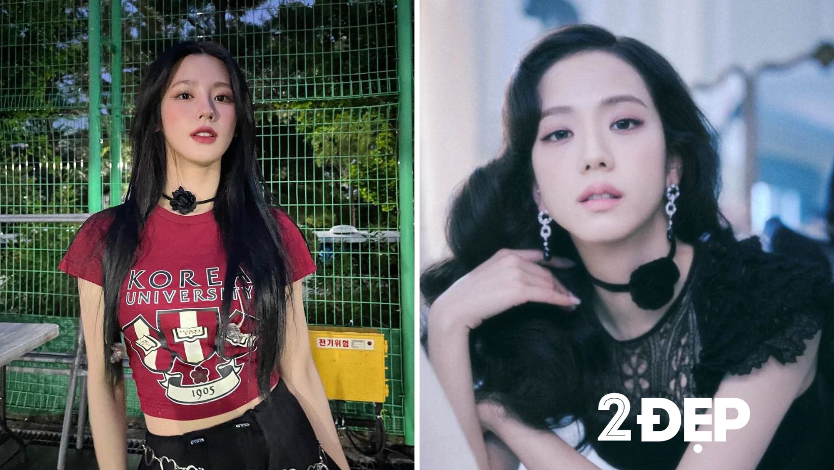 Một số nữ idol như Jisoo (BLACKPINK), Miyeon (G)I-DLE ... thì lại mê mẩn mẫu choker đính bông hoa điệu đà, nữ tính