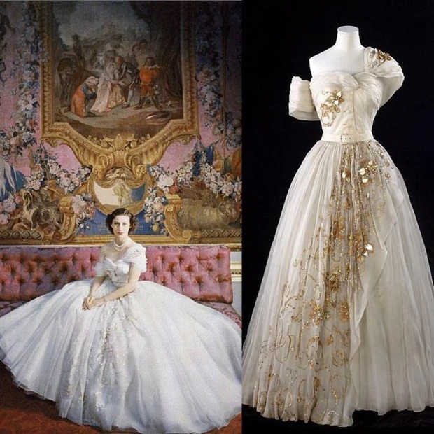 Công chúa Magaret mặc váy Dior được may riêng trong sinh nhật 21 tuổi của mình năm 1951