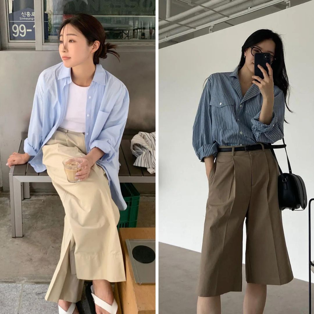 Áo sơ mi dài tay có rất nhiều phiên bản để chị em lựa chọn.