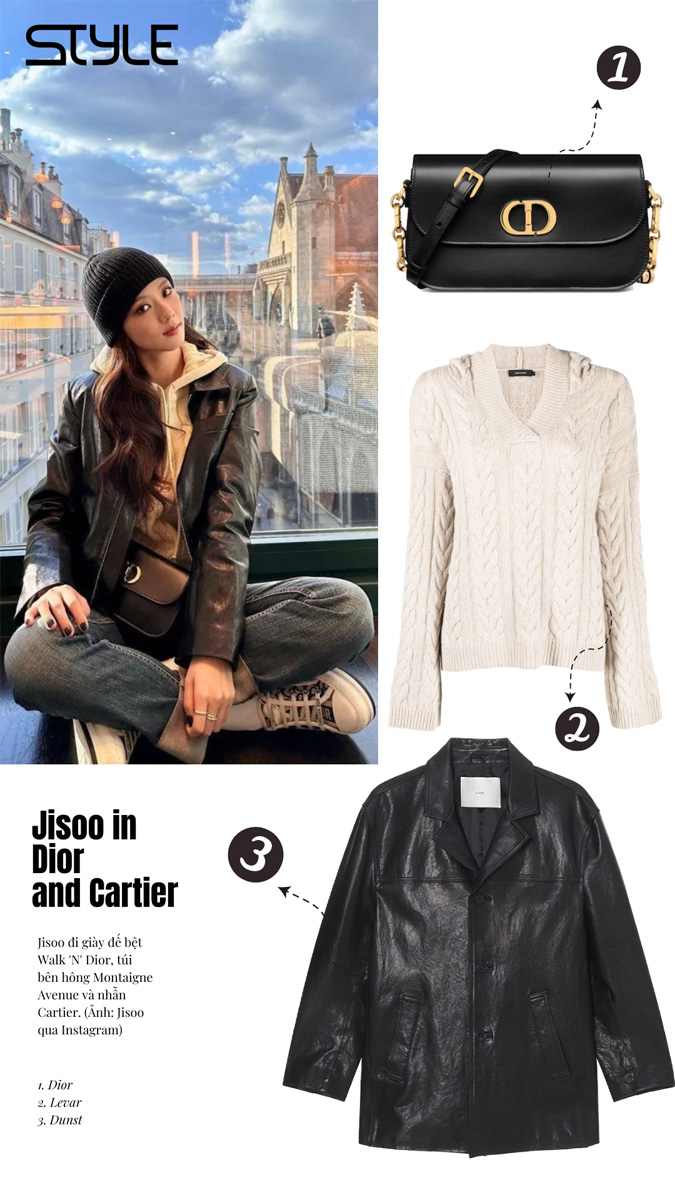 Jisoo trong trang phục Dior và Cartier