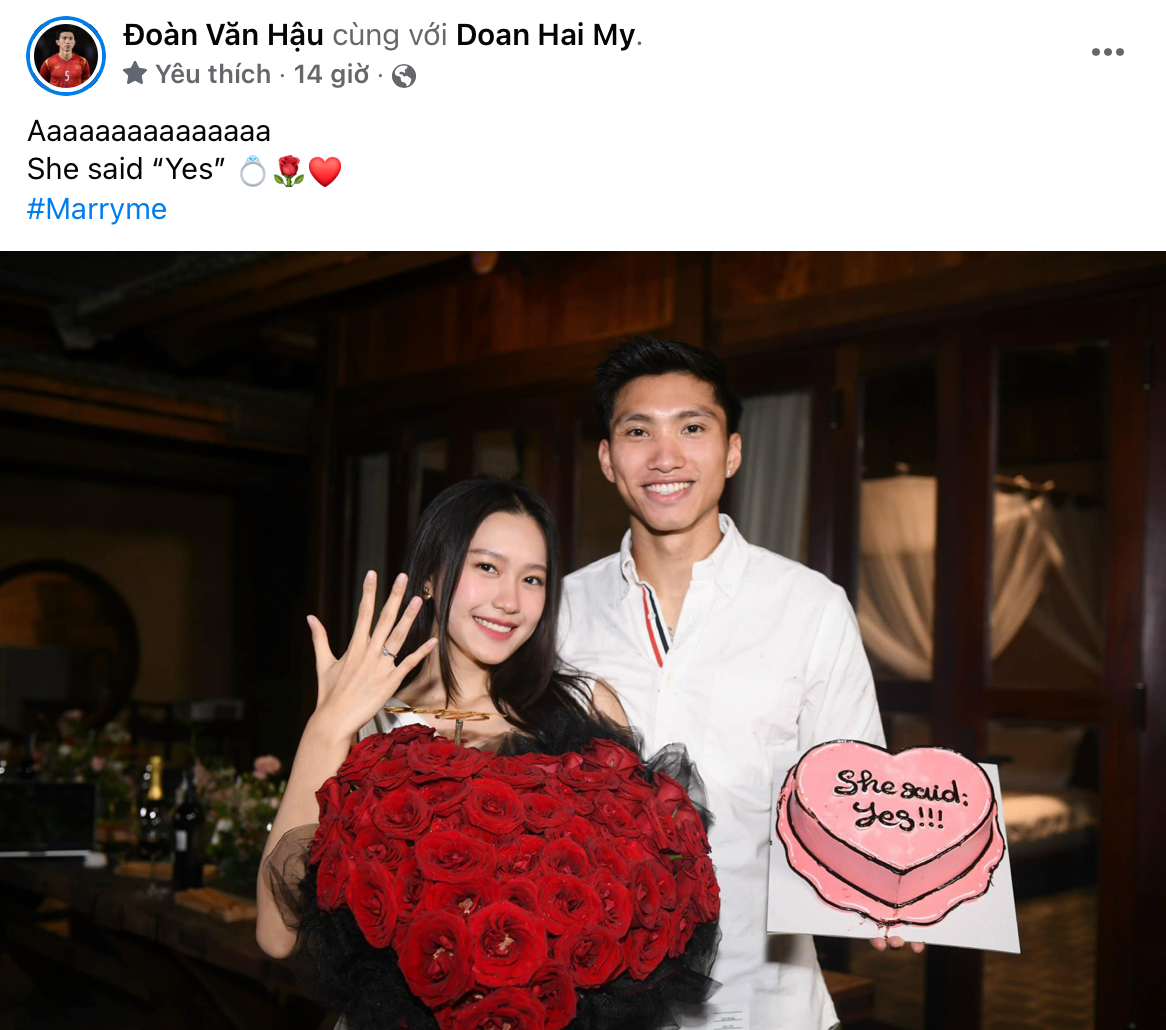 Đoàn Văn Hậu chính thức cầu hôn bạn gái Doãn Hải My